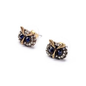 Anthropologie crystal owl earrings